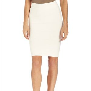 BCBG MAXAZRIA white bandage midi skirt